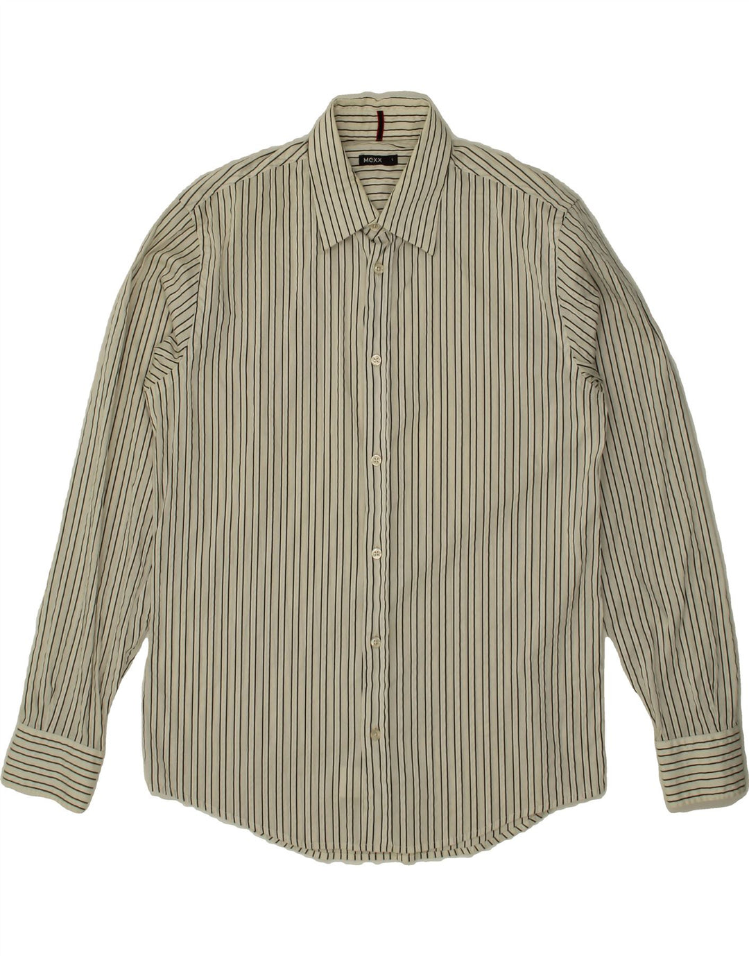 MEXX Mens Shirt Large White Striped Cotton Vintage Mexx and Second-Hand Mexx from Messina Hembry 