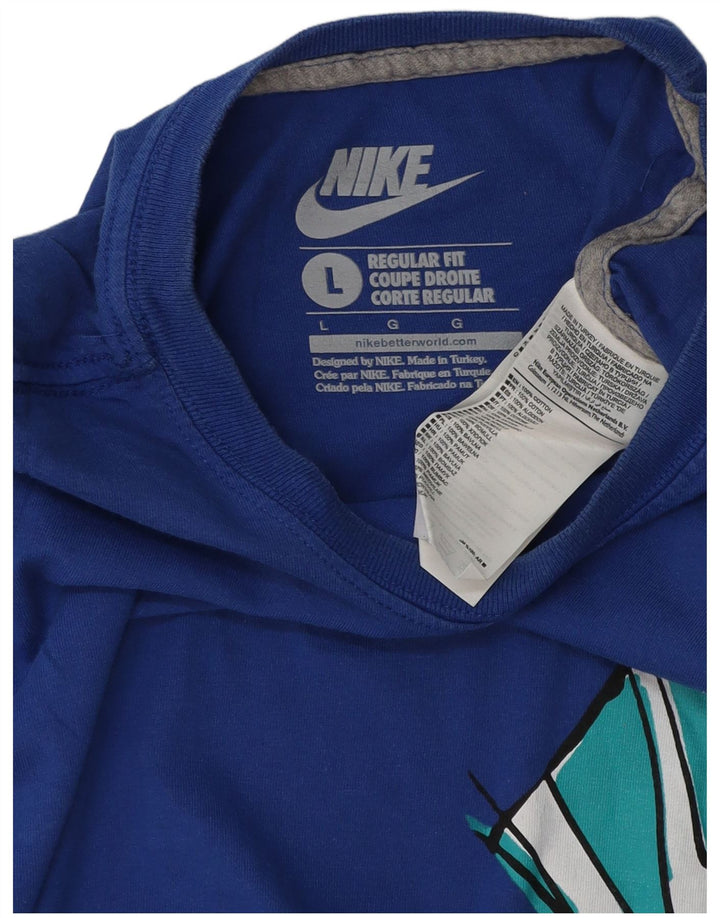 NIKE Mens Regular Fit Graphic T-Shirt Top Large Blue Cotton