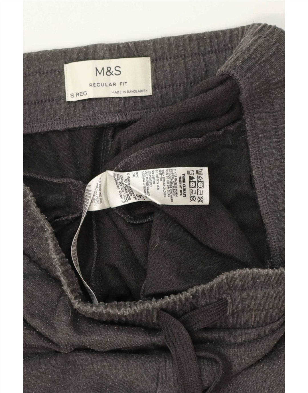 Marks & Spencer Mens Regular Fit Tracksuit Trousers Small Grey Cotton