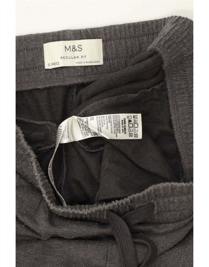 Marks & Spencer Mens Regular Fit Tracksuit Trousers Small Grey Cotton