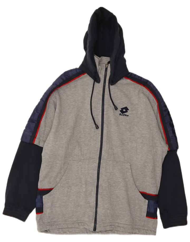 LOTTO Mens Graphic Tracksuit Top Jacket UK 38/40 Medium Grey Colourblock