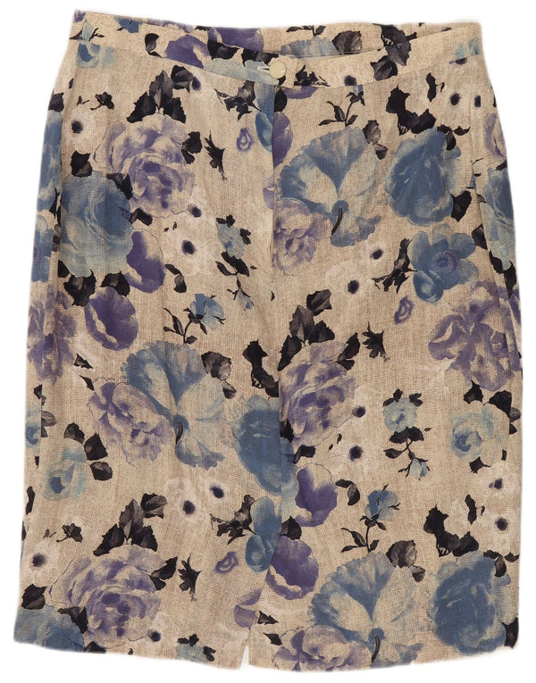 Vintage Womens Straight Skirt IT 48 XL W34 Multicoloured Floral Silk