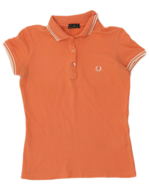 Fred Perry Womens Polo Shirt UK 10 Small Orange Cotton