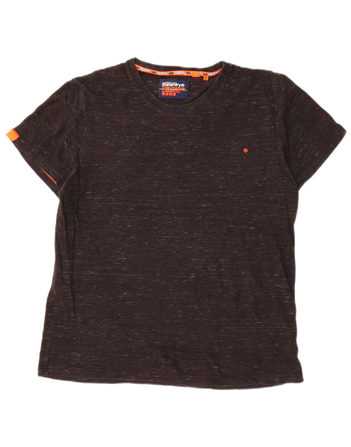 SUPERDRY Mens T-Shirt Top XL Black Flecked Cotton
