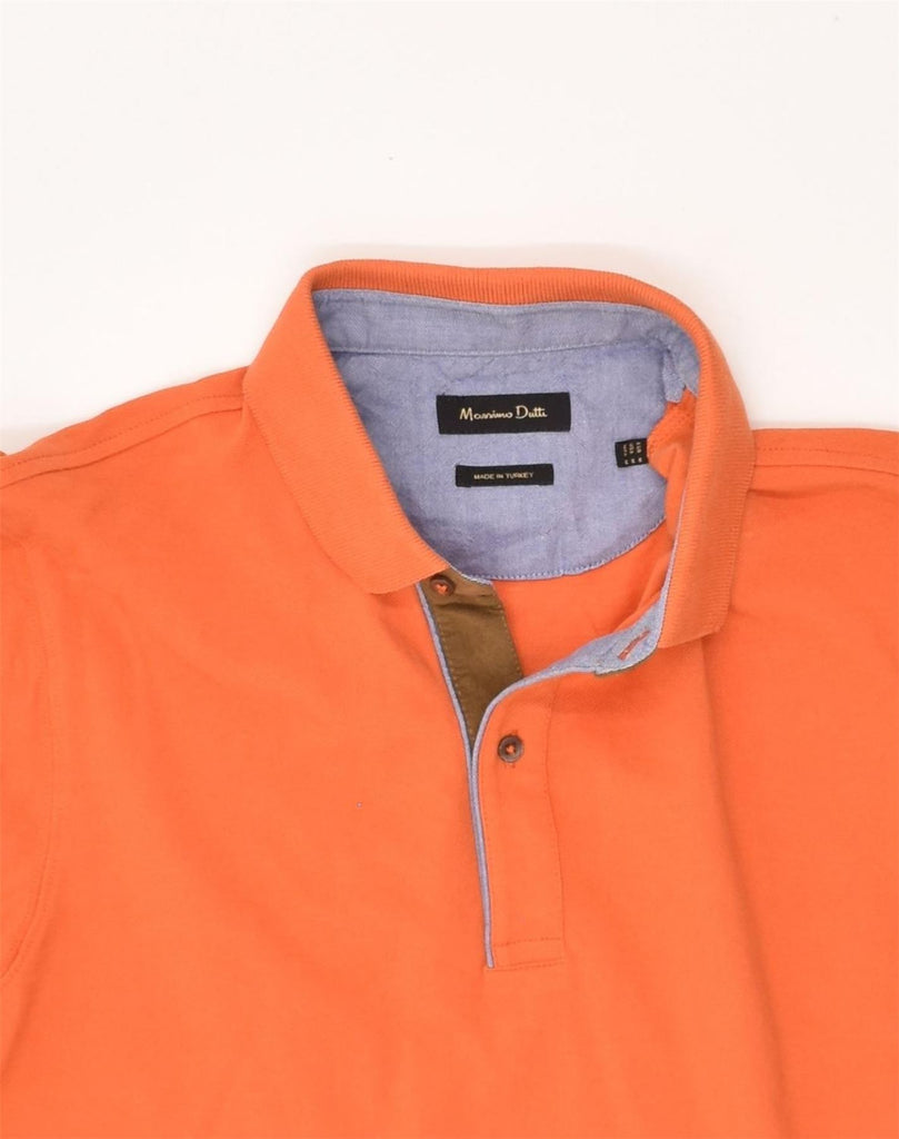 MASSIMO DUTTI Mens Long Sleeve Polo Shirt Medium Orange Cotton | Vintage Massimo Dutti | Thrift | Second-Hand Massimo Dutti | Used Clothing | Messina Hembry 