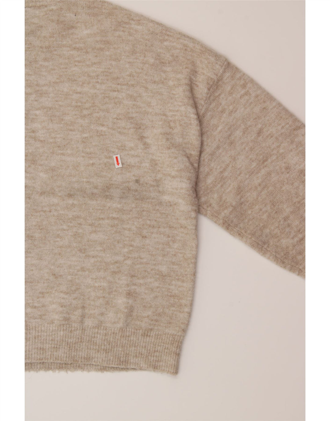 DKNY Womens Oversized Crew Neck Jumper Sweater UK 14 Medium Beige Flecked Vintage Dkny and Second-Hand Dkny from Messina Hembry 