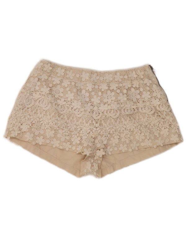 Zara Womens Hot Pants UK 14 Medium W30 Beige Floral Cotton