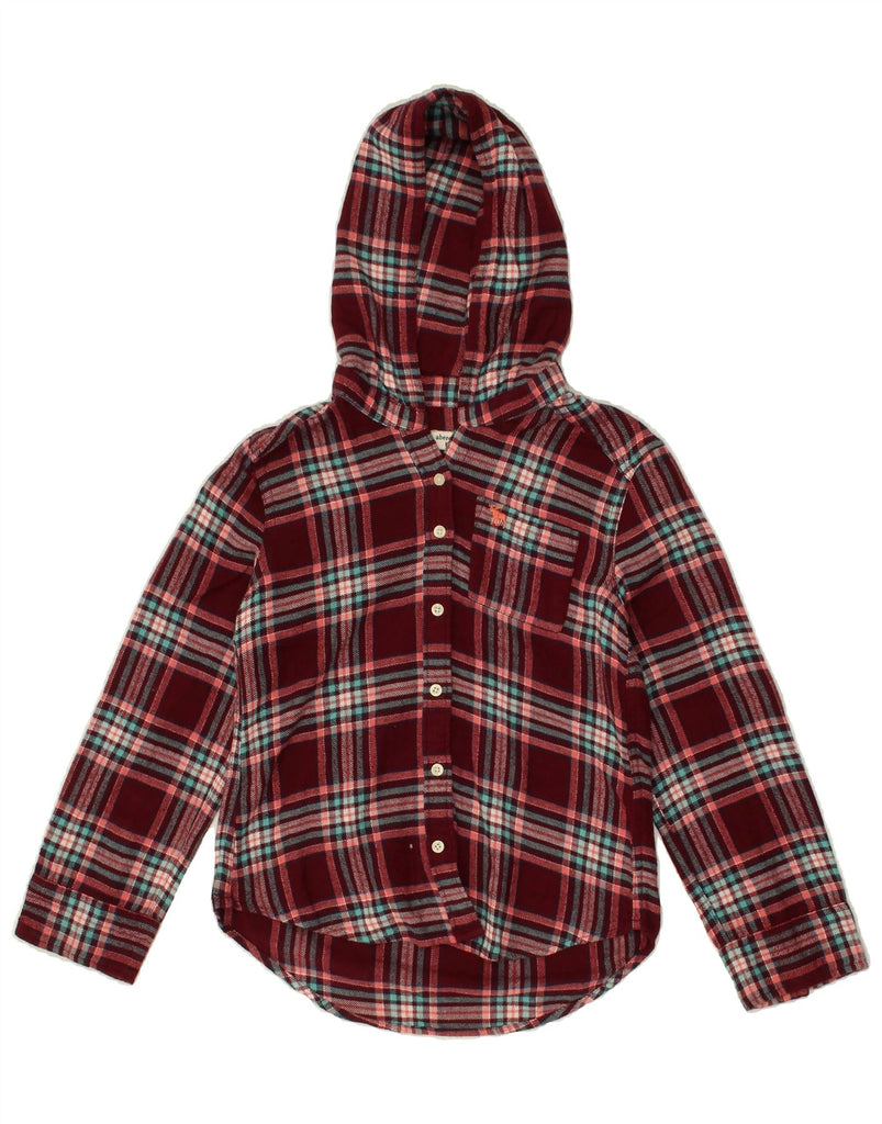 ABERCROMBIE & FITCH Girls Hooded Flannel Shirt 7-8 Years Maroon Check | Vintage Abercrombie & Fitch | Thrift | Second-Hand Abercrombie & Fitch | Used Clothing | Messina Hembry 