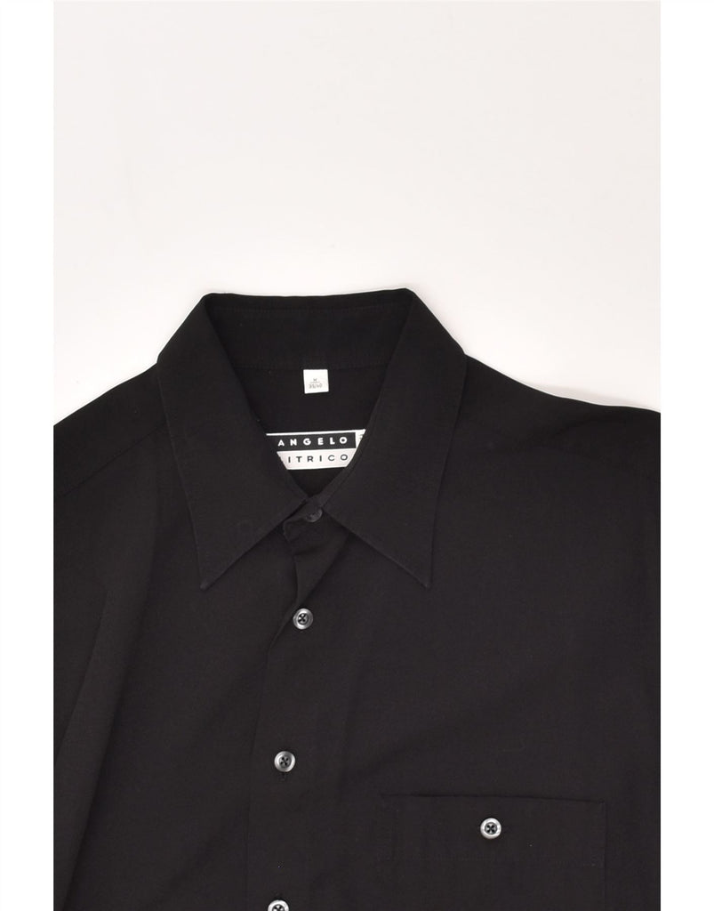 ANGELO LITRICO Mens Short Sleeve Shirt Size 39/40 Medium Black Viscose | Vintage Angelo Litrico | Thrift | Second-Hand Angelo Litrico | Used Clothing | Messina Hembry 