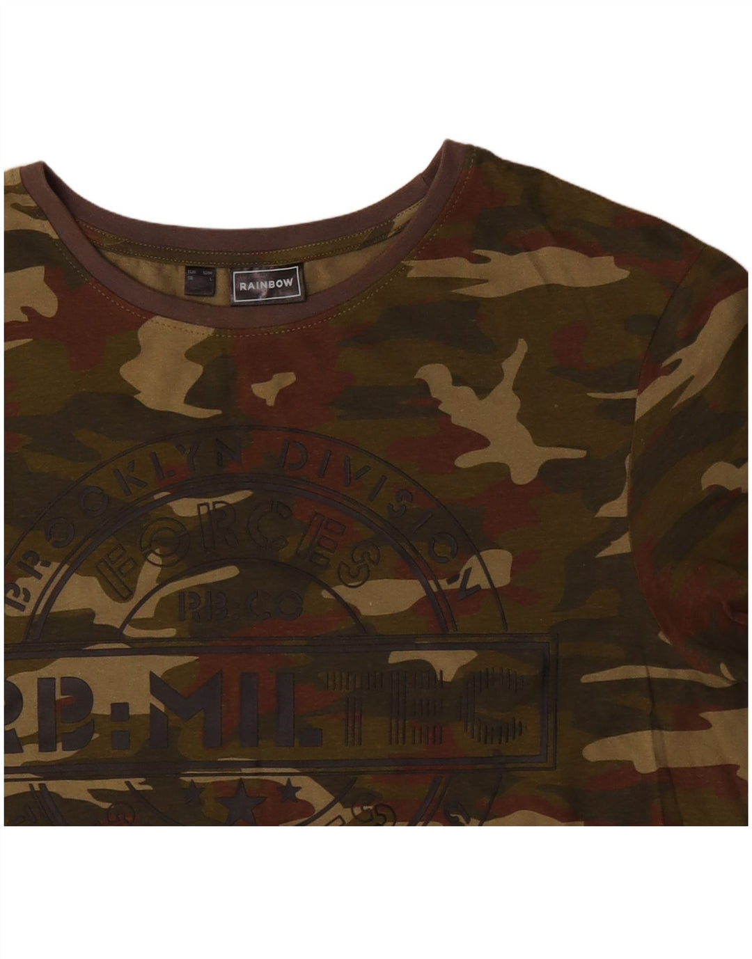 Rainbow Mens Graphic T-Shirt Top Large Khaki Camouflage Cotton