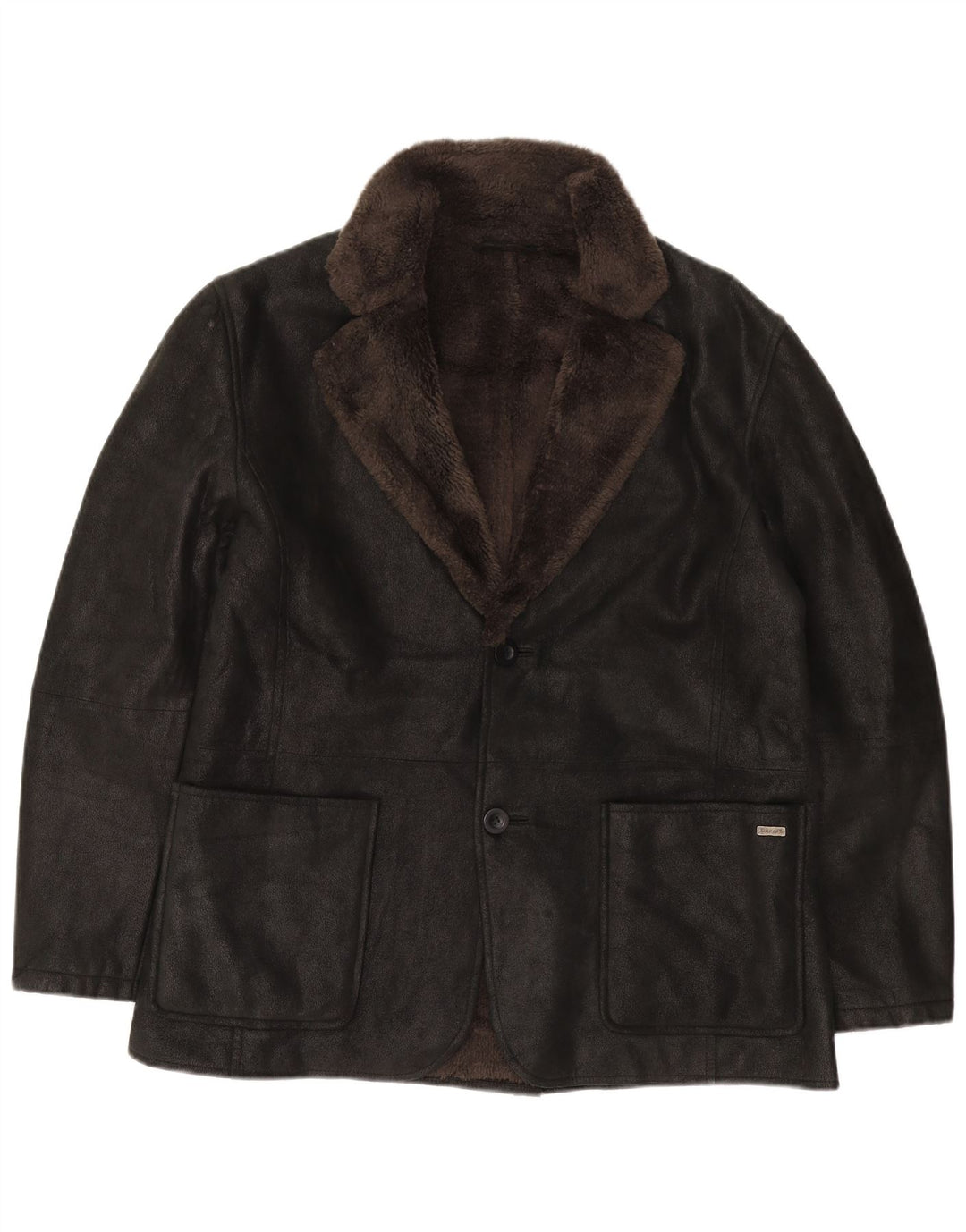 Pierre Cardin Mens 2 Button Sherpa Blazer Jacket UK 40 Large Black