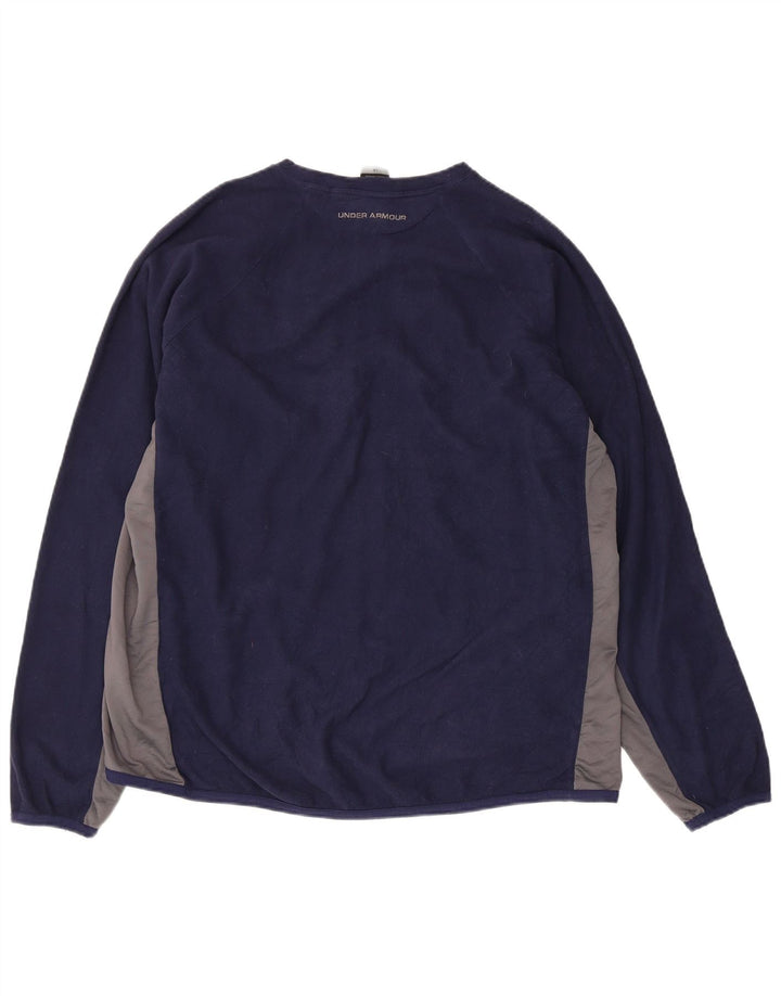 Under Armour Mens Fleece Jumper Large Navy Blue Colourblock Polyester