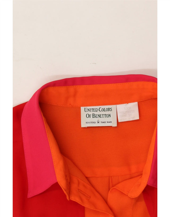BENETTON Womens Shirt Blouse UK 16 Large Red Colourblock Polyester Vintage Benetton and Second-Hand Benetton from Messina Hembry 