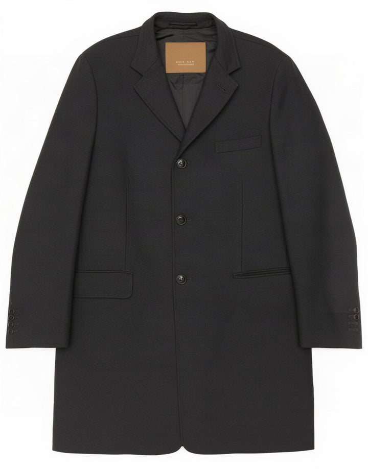 Zara Mens Overcoat UK 44 2XL Navy Blue Wool