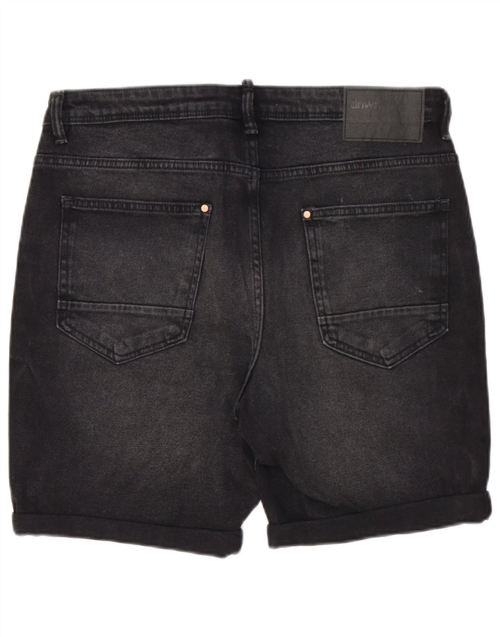 Zara Mens Denim Shorts EU 44 Large W34 Black Cotton