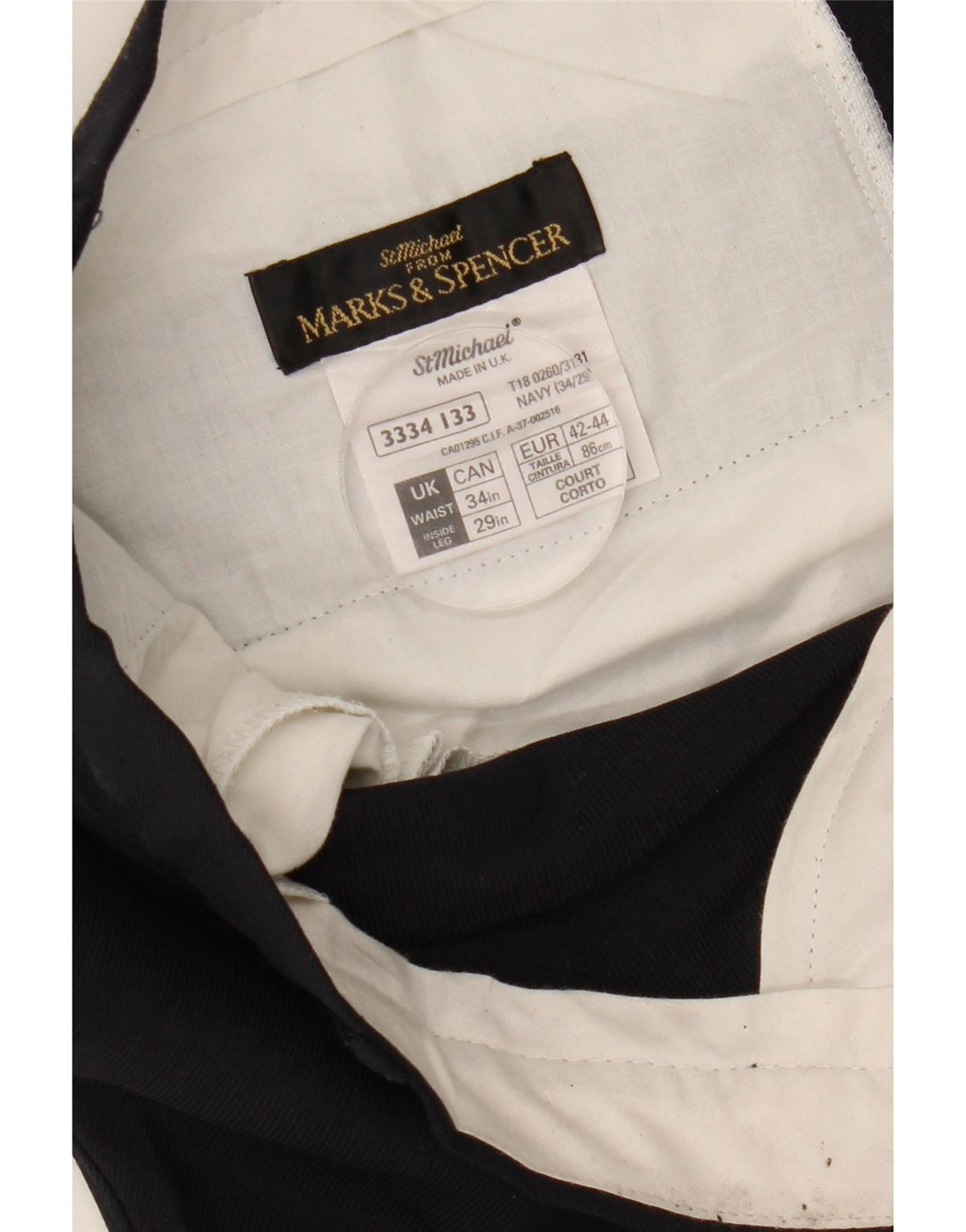 Marks & Spencer Mens Straight Chino Trousers W34 L29 Navy Blue Polyester