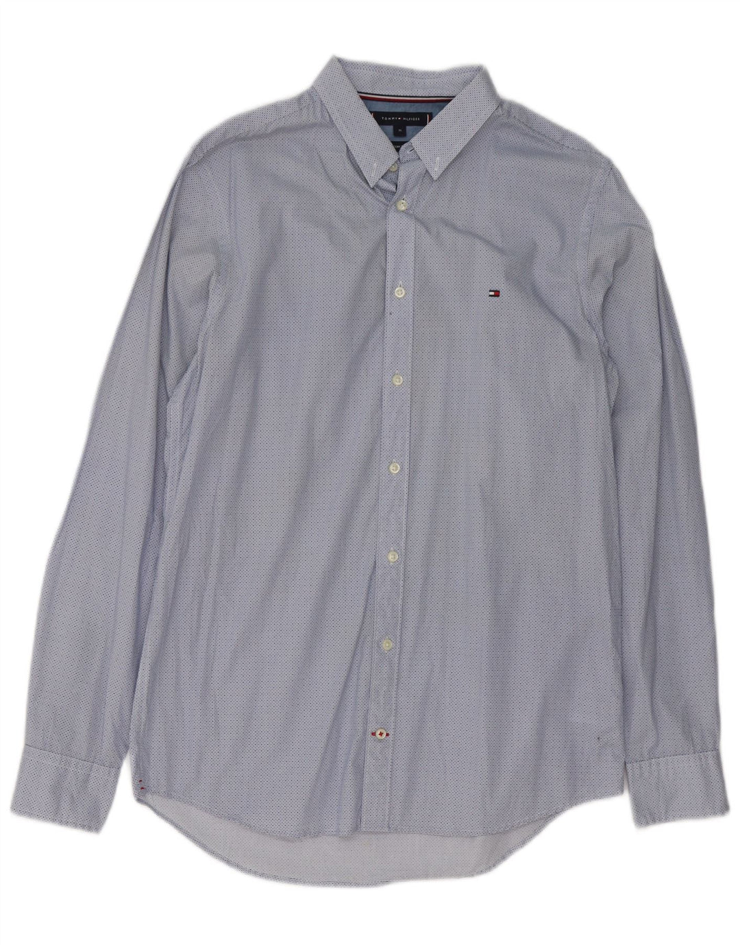 Tommy Hilfiger Mens Slim Fit Shirt Medium Blue Spotted Cotton
