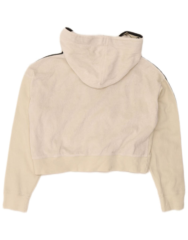 Champion Womens Graphic Crop Zip Hoodie Sweater UK 14 Medium White