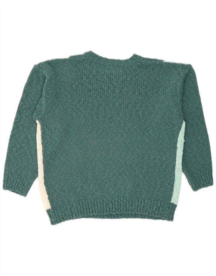 Nuova Moda Womens Graphic Crew Neck Jumper Sweater IT 44/46 Large Green