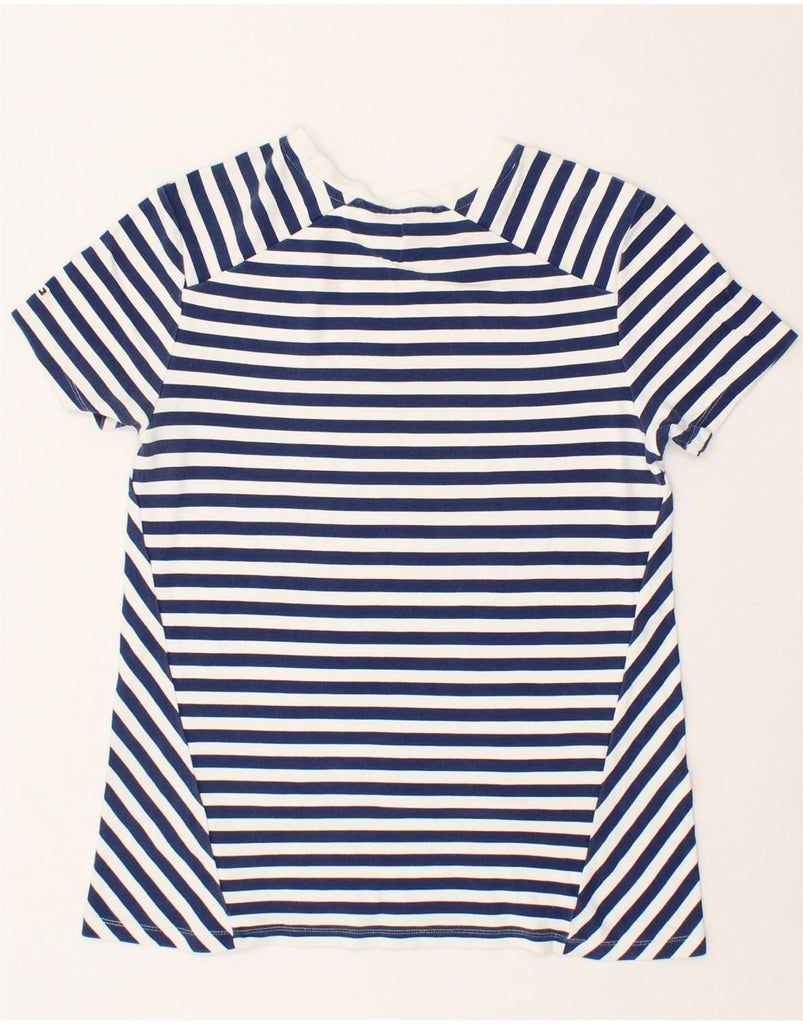 TOMMY HILFIGER Womens Graphic T-Shirt Top UK 10 Small Navy Blue Striped | Vintage Tommy Hilfiger | Thrift | Second-Hand Tommy Hilfiger | Used Clothing | Messina Hembry 