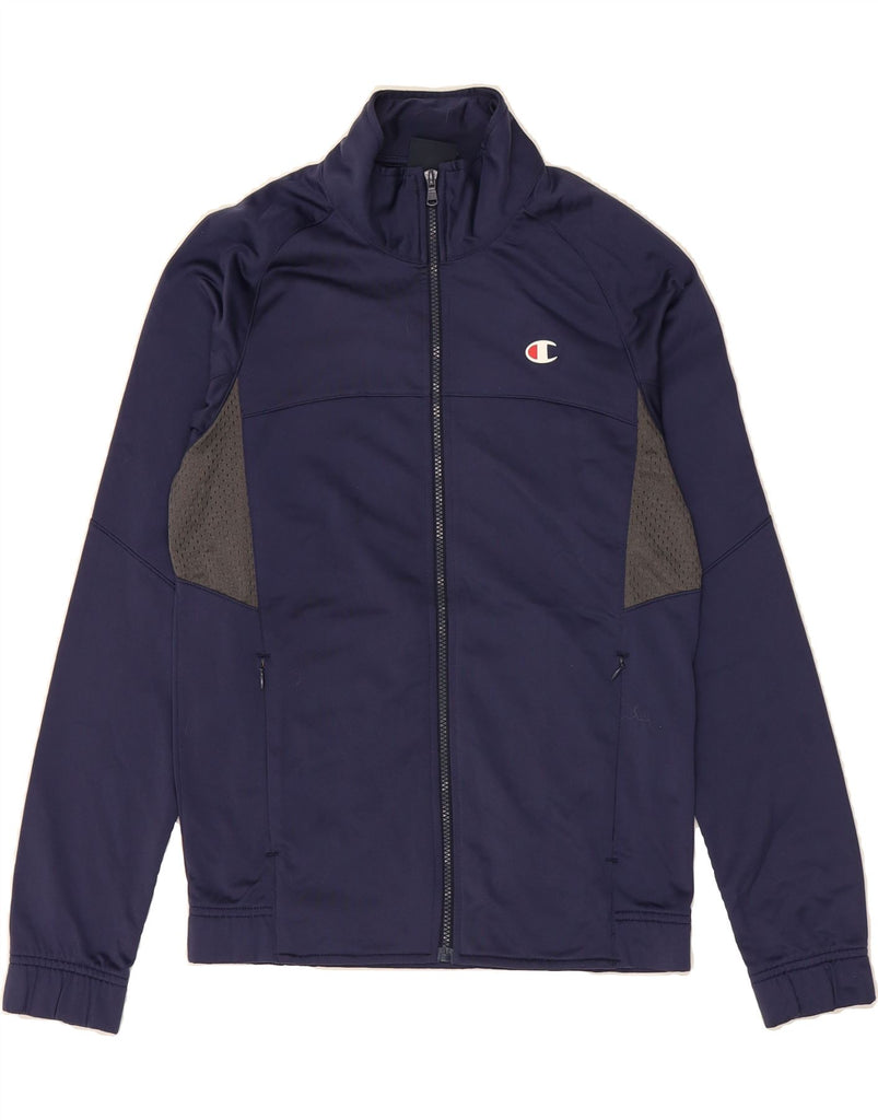 CHAMPION Mens Tracksuit Top Jacket Small Navy Blue Colourblock Polyester Vintage Champion and Second-Hand Champion from Messina Hembry 