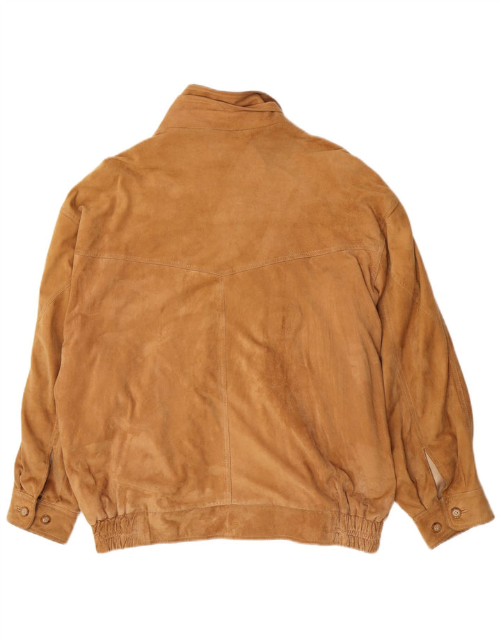 Christian Berg Mens Suede Bomber Jacket IT 56 3XL Brown Leather
