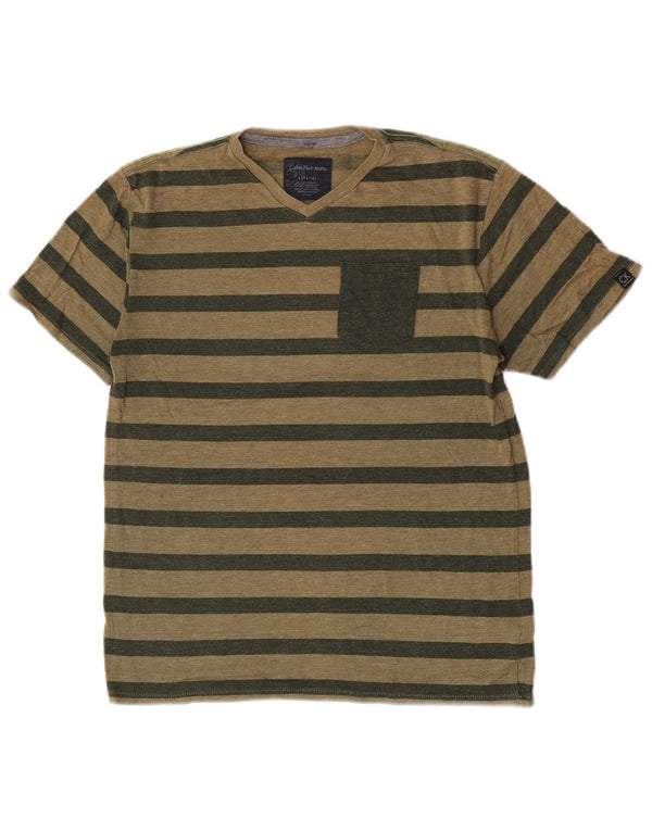 Calvin Klein Jeans Boys T-Shirt Top 14-15 Years Large Green Striped
