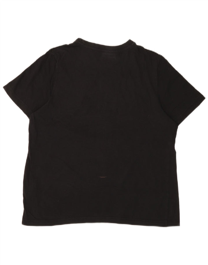 Kappa Womens Graphic T-Shirt Top UK 14 Medium Black Cotton