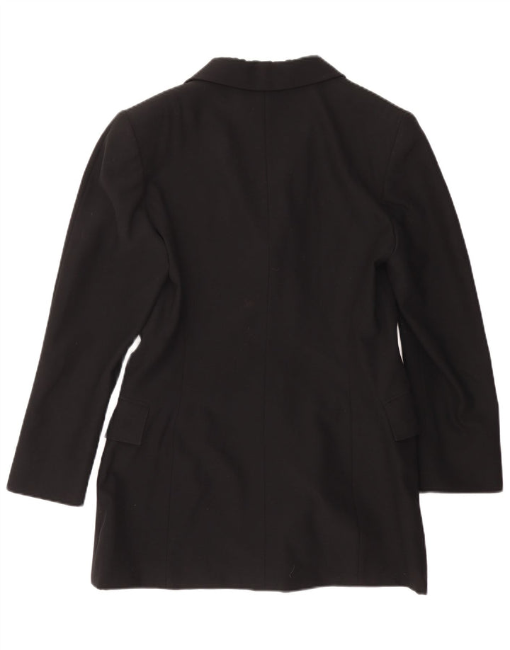GENNY Womens Longline 3 Button Blazer Jacket UK 12 Medium Black Wool