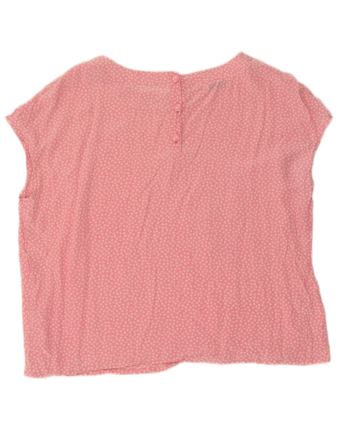 Vintage Womens Blouse Top UK 14 Large Pink Polka Dot Silk
