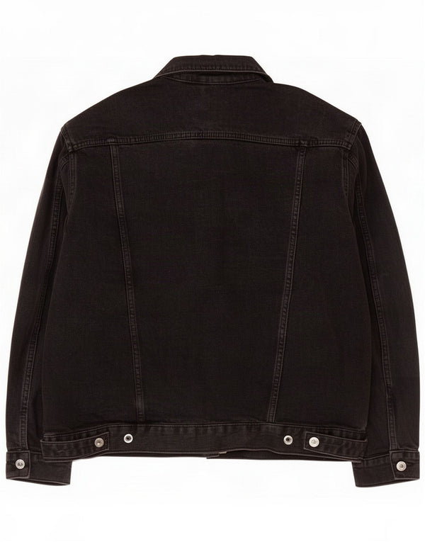 Topshop Womens Oversized Denim Jacket UK 10 Small Black Cotton