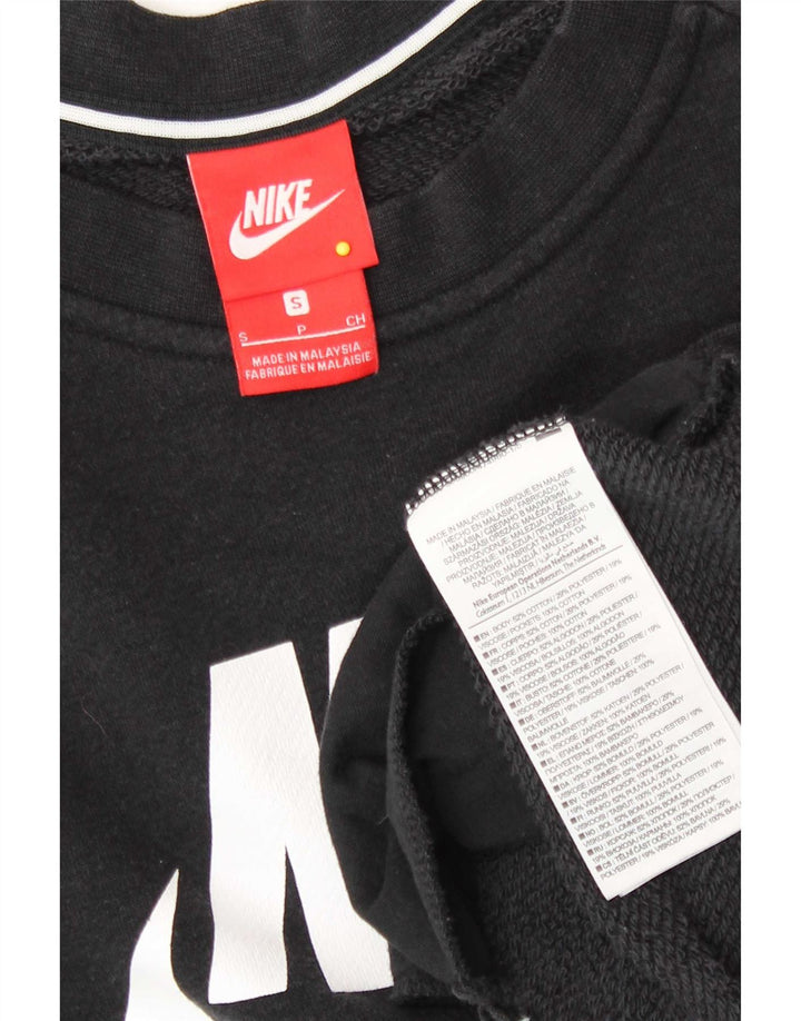 Nike Womens Graphic Sweatshirt Jumper UK 10 Small Black Cotton