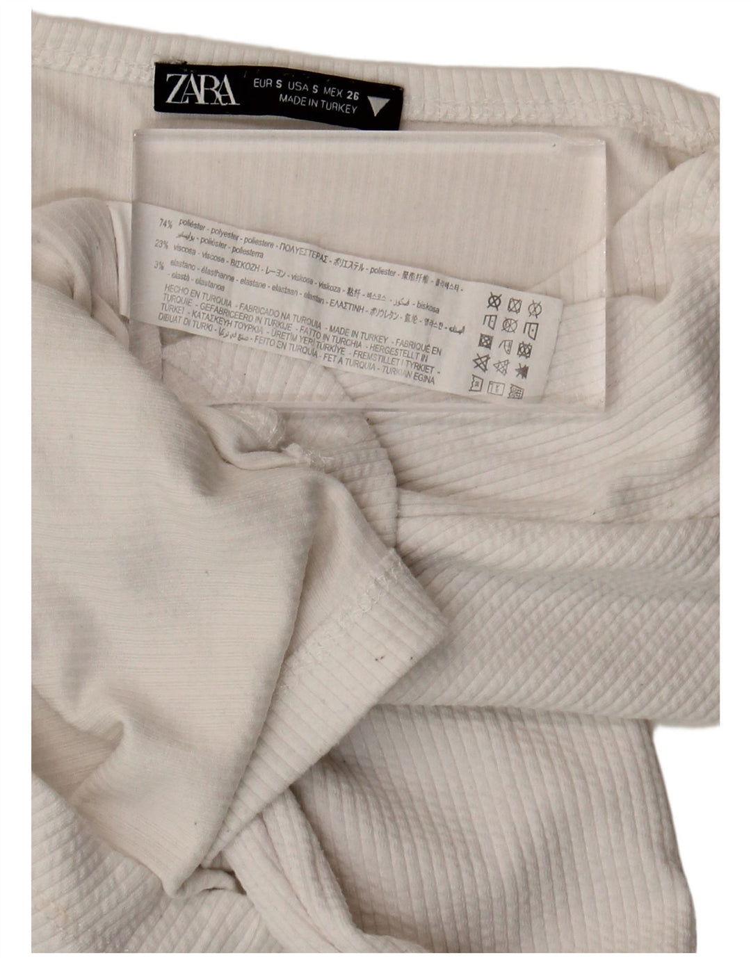 Zara Womens Crop Top Long Sleeve UK 8 Small White Polyester