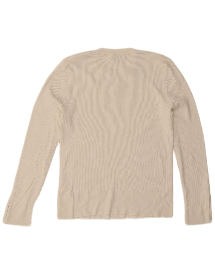 Marks & Spencer Womens Top Long Sleeve UK 16 Large  White Viscose