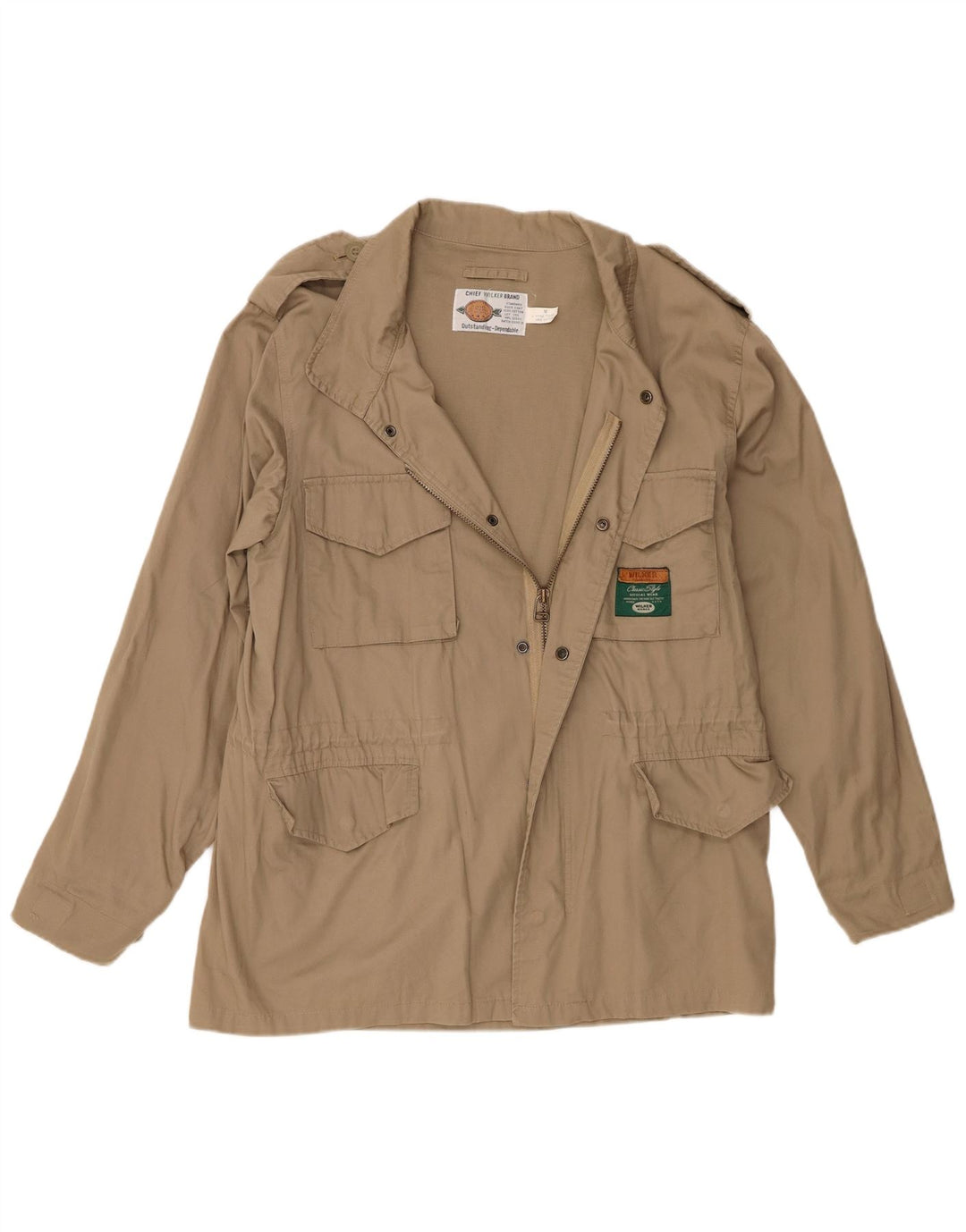 Wilker Mens Military Jacket UK 38 Medium Beige Cotton