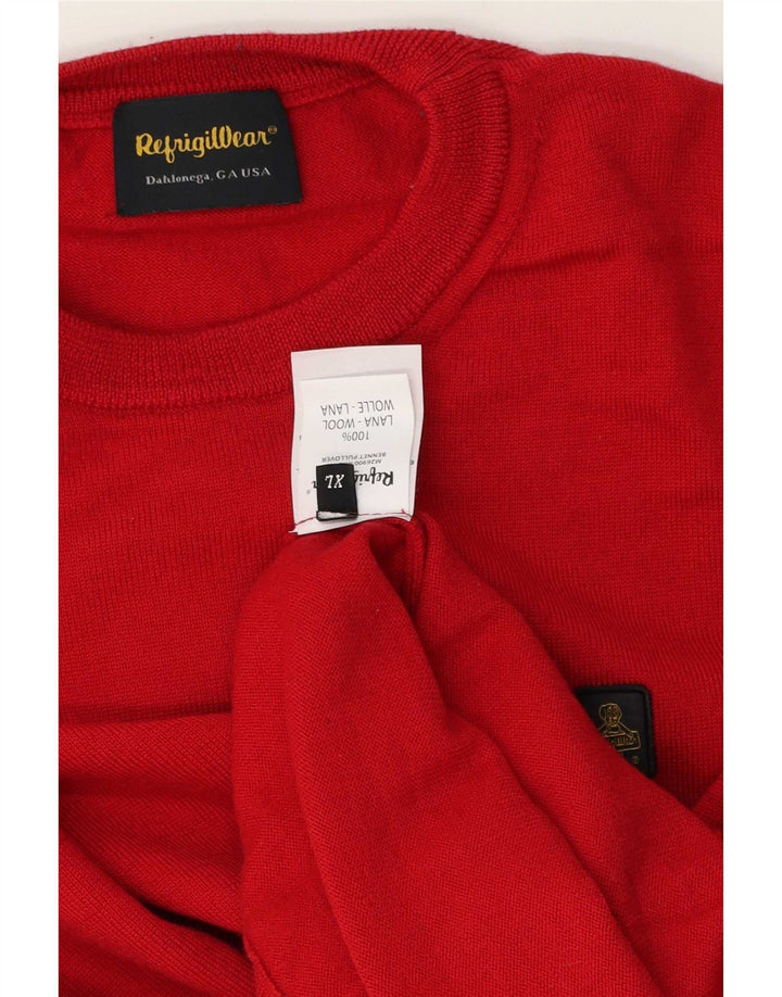 Refrigiwear Mens Crew Neck Jumper Sweater XL Red Wool