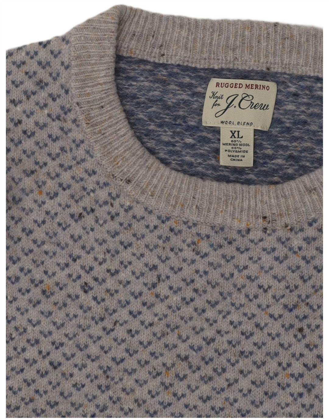 J. CREW Womens Boat Neck Jumper Sweater UK 18 XL Blue Fair Isle Wool