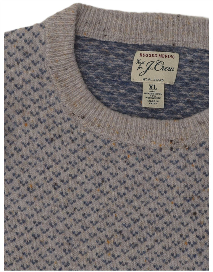 J. CREW Womens Boat Neck Jumper Sweater UK 18 XL Blue Fair Isle Wool