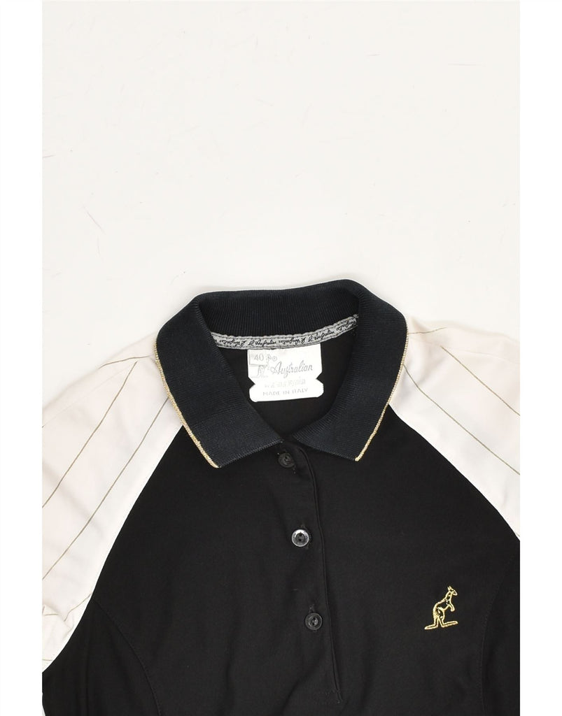 AUSTRALIAN L'ALPINA Womens Polo Shirt IT 40 Small Black Colourblock | Vintage AUSTRALIAN L'ALPINA | Thrift | Second-Hand AUSTRALIAN L'ALPINA | Used Clothing | Messina Hembry 