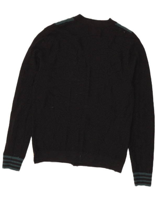 Penguin Mens Cardigan Sweater Medium Black Colourblock Merino Wool