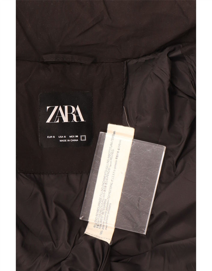 Zara Mens Hooded Padded Jacket UK 36 Small Black Polyester