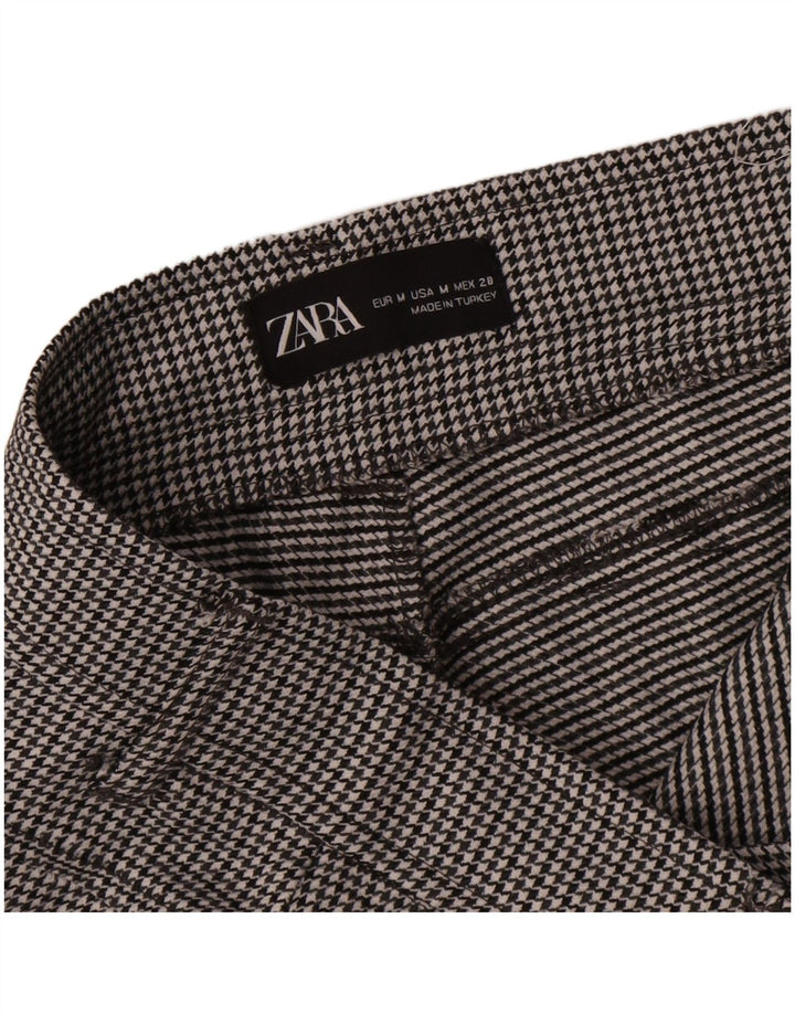 Zara Womens Slim Casual Trousers Medium W28 L27 Black Houndstooth