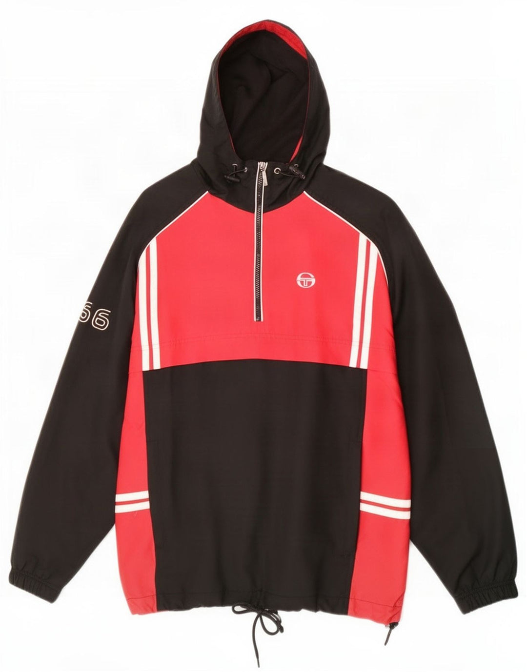 Sergio Tacchini Mens Hooded Tracksuit Top Jacket Large Black Colourblock