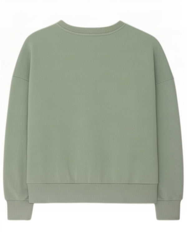 Adidas Womens Oversized Graphic Sweatshirt Jumper UK 14 Medium Green Cotton