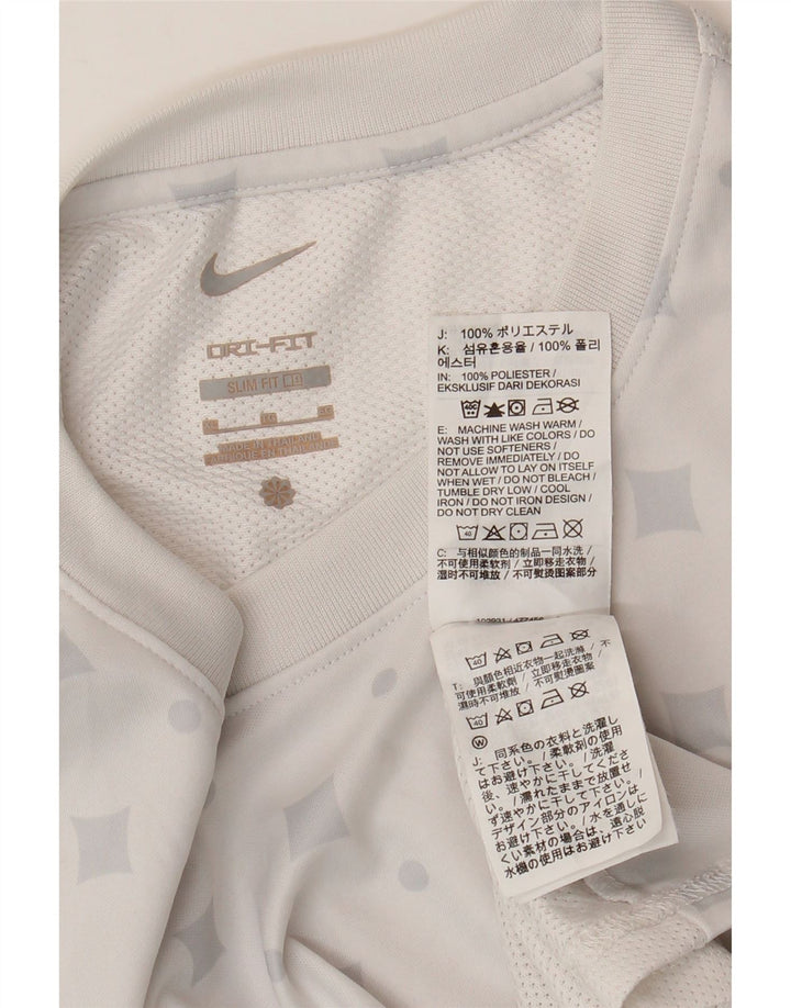 Nike Mens Dri Fit Slim Fit T-Shirt Top XL White Geometric Polyester