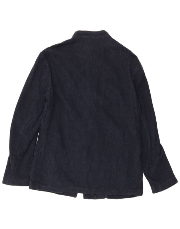 ZARA Mens Duffle Jacket UK 38 Medium Navy Blue Linen