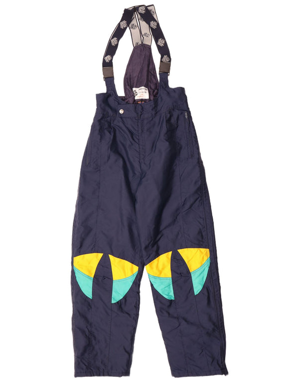 Vintage Mens Dungarees Ski Trousers XL  Navy Blue Colourblock Polyamide