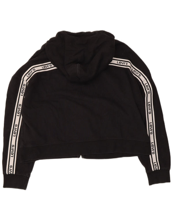 Levi's Womens Oversized Crop Zip Hoodie Sweater UK 16 Large Black