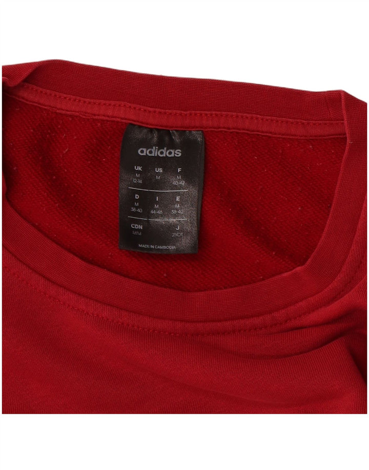 Adidas Womens Graphic Sweatshirt Jumper UK 12/14 Medium Red Cotton