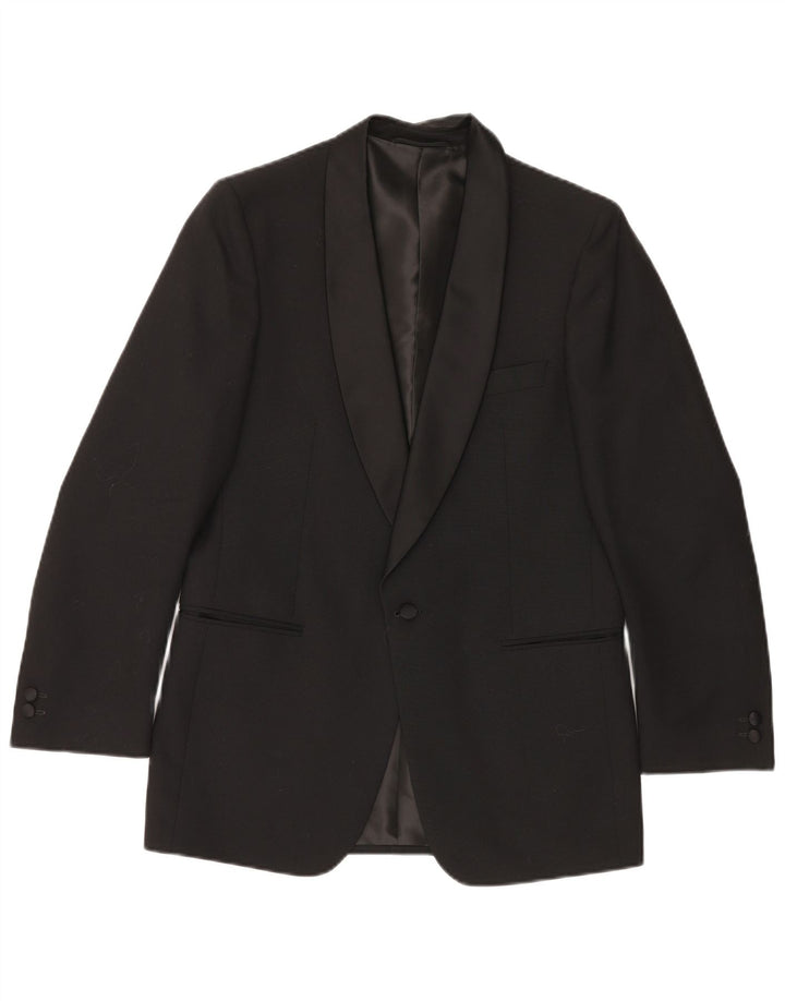 Vintage Mens 1 Button Blazer Jacket UK 38 Medium Black New Wool